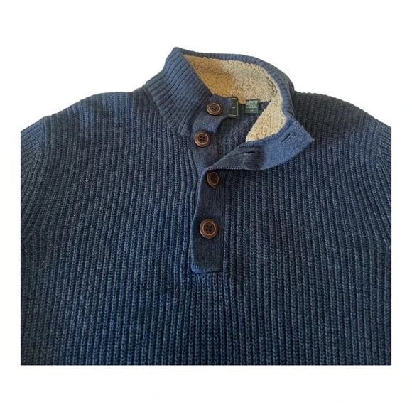 G.H. BASS & CO. Men’s Ribbed Sweater Size L Dusty Blue with Sherpa Lined… - Picture 2 of 6